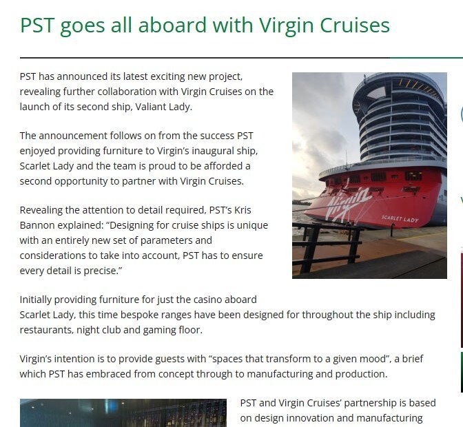 Casino International on PST’s work with Virgin Cruises